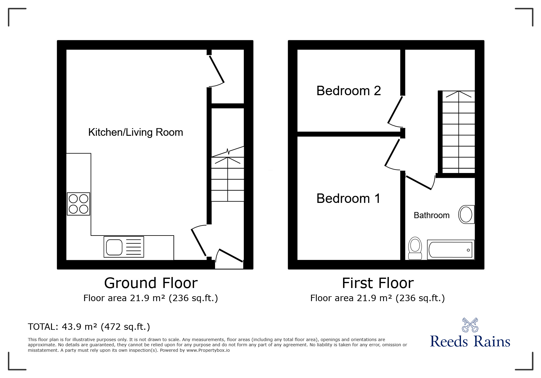 Floorplan of 2 bedroom Mid Terrace House to rent, Commercial Street, Slaithwaite, West Yorkshire, HD7