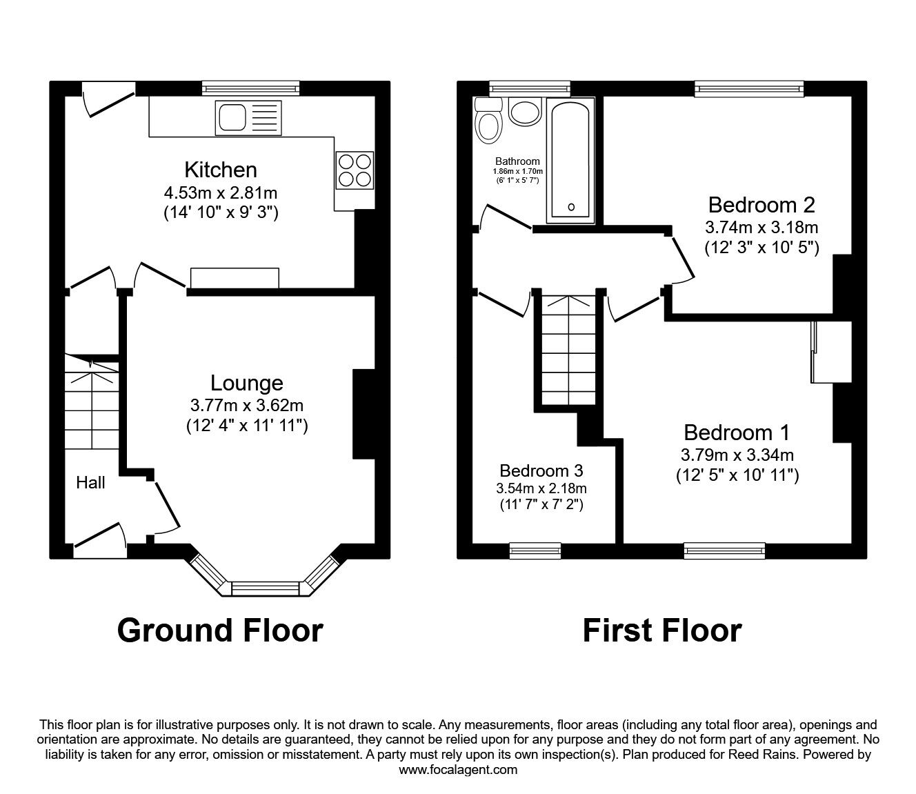 Floorplan of 3 bedroom Mid Terrace House for sale, Malvern Rise, Newsome, Huddersfield, West Yorkshire, HD4