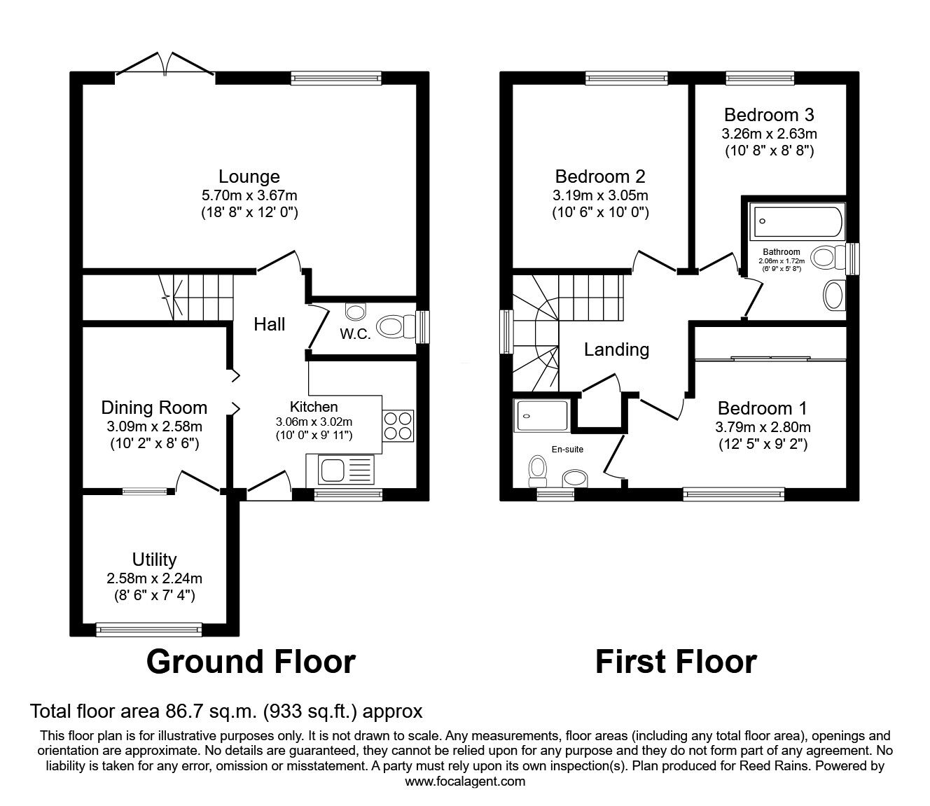 Floorplan of 3 bedroom Detached House for sale, Lincoln Court, Dalton, Huddersfield, West Yorkshire, HD5