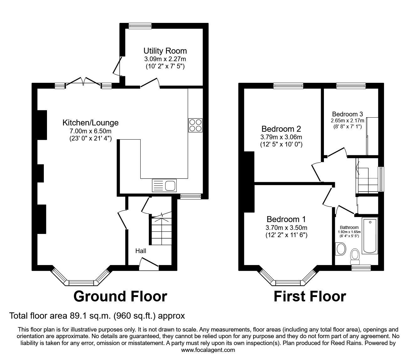 Floorplan of 3 bedroom Semi Detached House for sale, Westfield Avenue, Oakes, Huddersfield, West Yorkshire, HD3