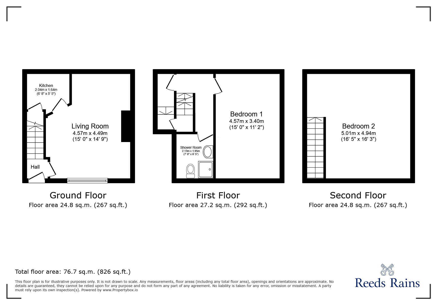 Floorplan of 2 bedroom Mid Terrace House for sale, King Street, Lindley, West Yorkshire, HD3