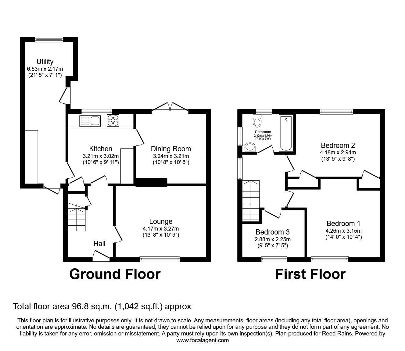 Floorplan of 3 bedroom Semi Detached House for sale, Glastonbury Drive, Milnsbridge, Huddersfield, West Yorkshire, HD3