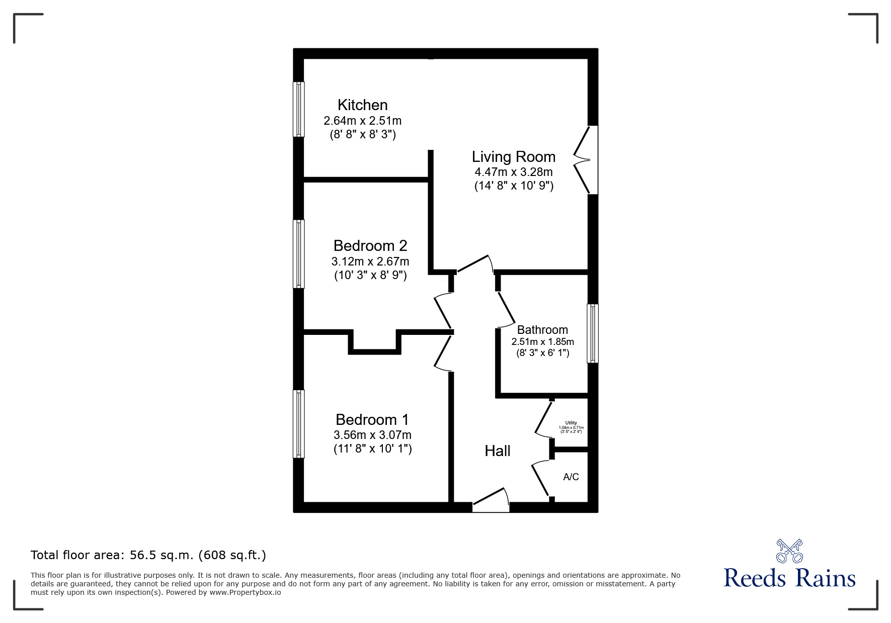 Floorplan of 2 bedroom  Flat for sale, Marlington Drive, Ferndale, Huddersfield, West Yorkshire, HD2