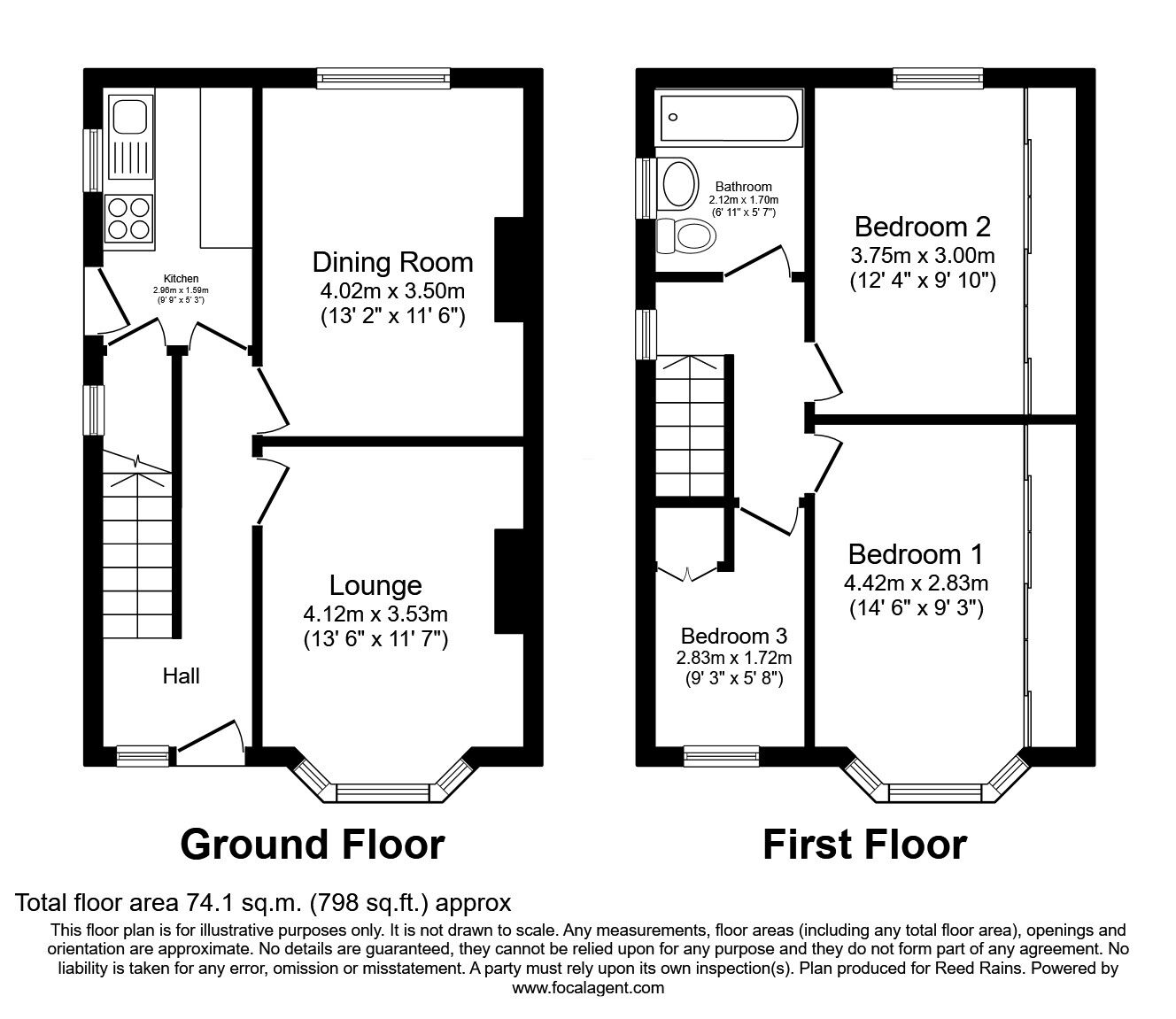 Floorplan of 3 bedroom Semi Detached House for sale, Beadon Avenue, Waterloo, Huddersfield, West Yorkshire, HD5
