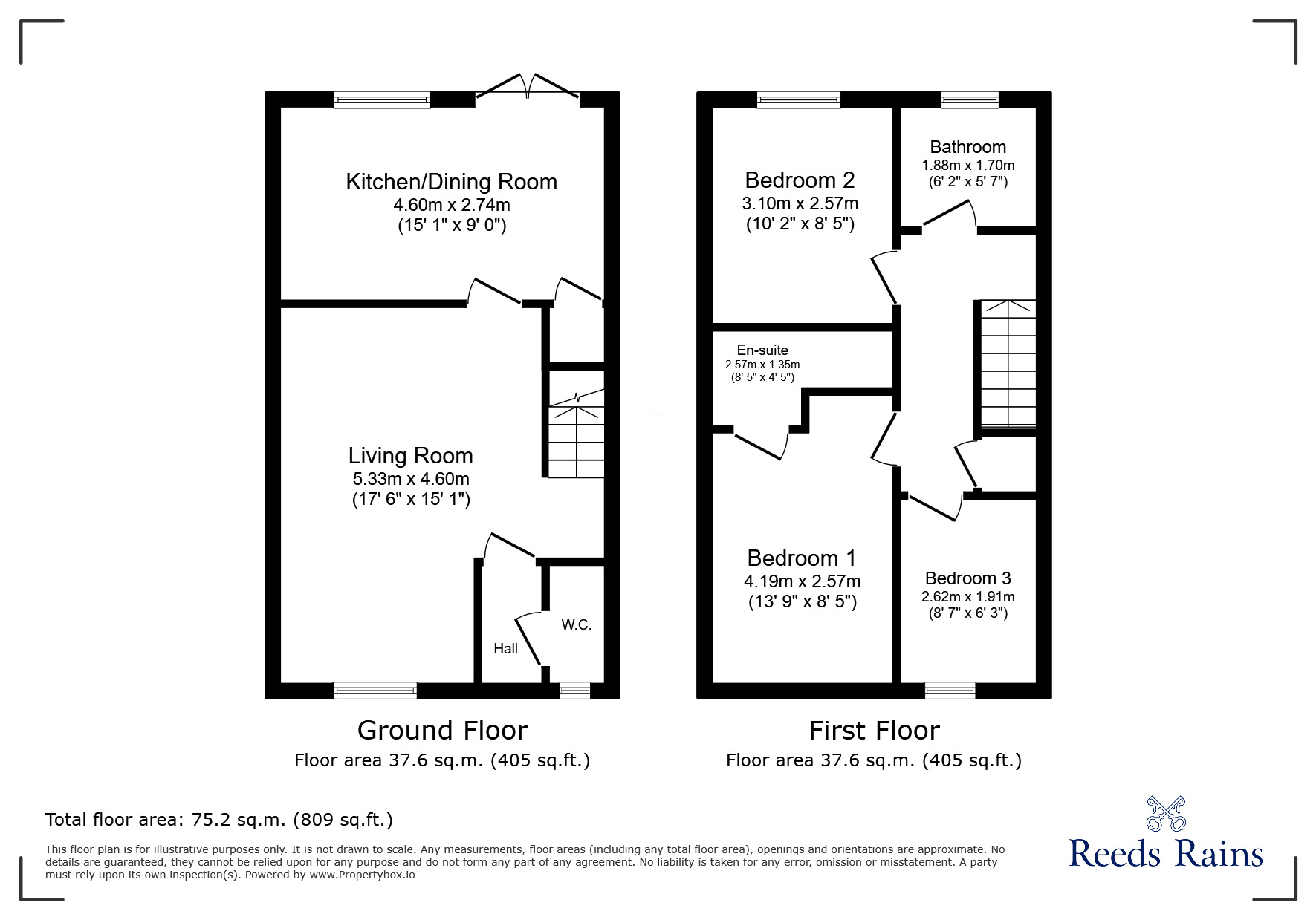 Floorplan of 3 bedroom Mid Terrace House for sale, Broadacres, Bailiff Bridge, West Yorkshire, HD6