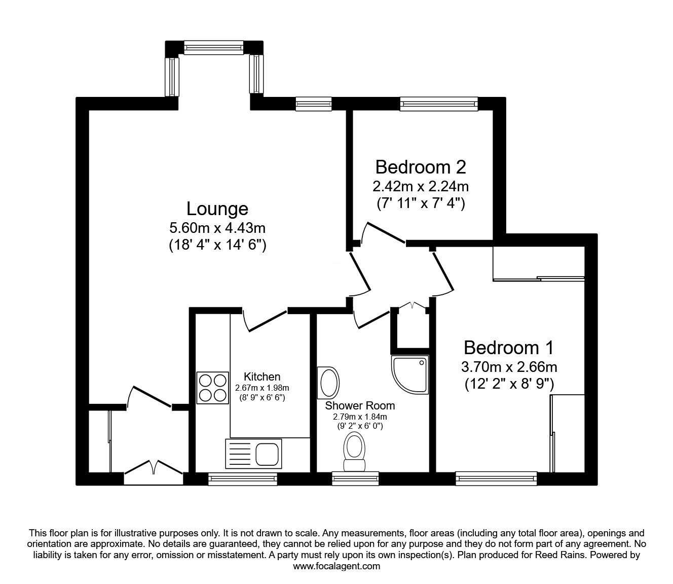 Floorplan of 2 bedroom  Flat for sale, Water Hall Court, New Mill, West Yorkshire, HD9
