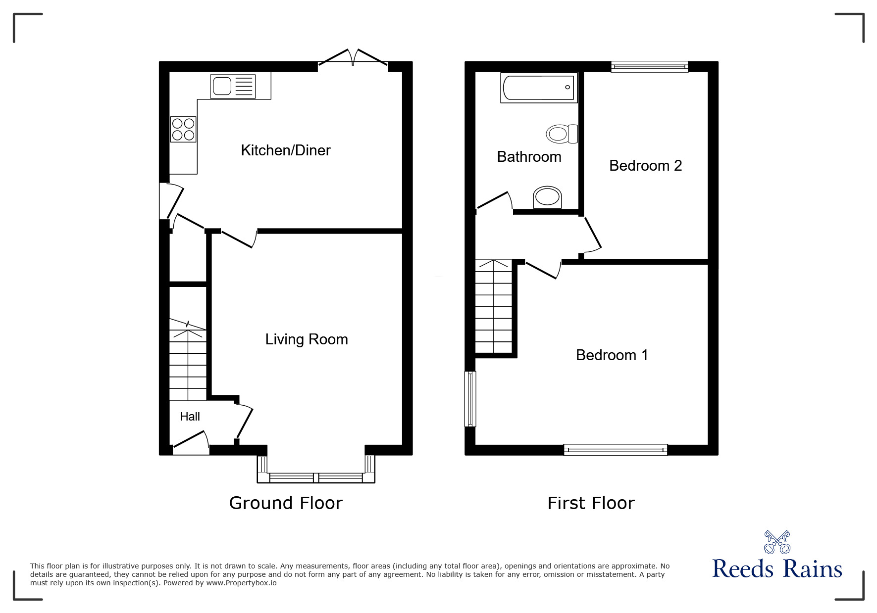 Floorplan of 2 bedroom Semi Detached House to rent, Rowlands Avenue, Huddersfield, West Yorkshire, HD5