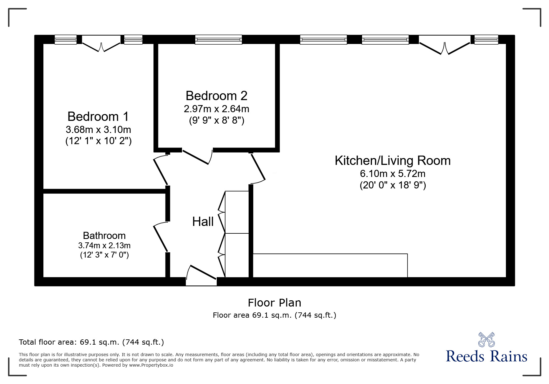 Floorplan of 2 bedroom  Flat for sale, Firth Street, Huddersfield, West Yorkshire, HD1