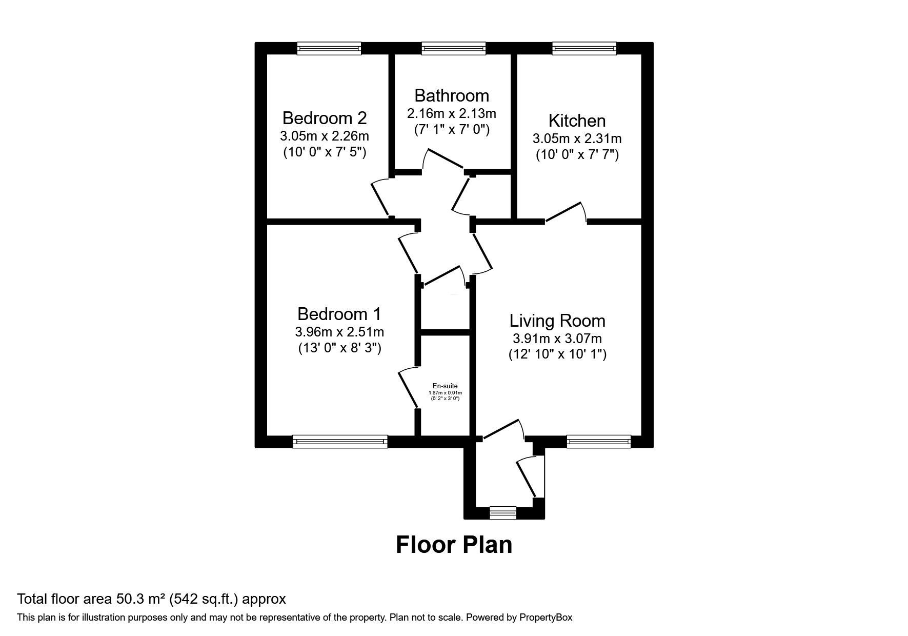 Floorplan of 2 bedroom  Flat for sale, Cartwright Gardens, Crosland Moor, Huddersfield, West Yorkshire, HD4