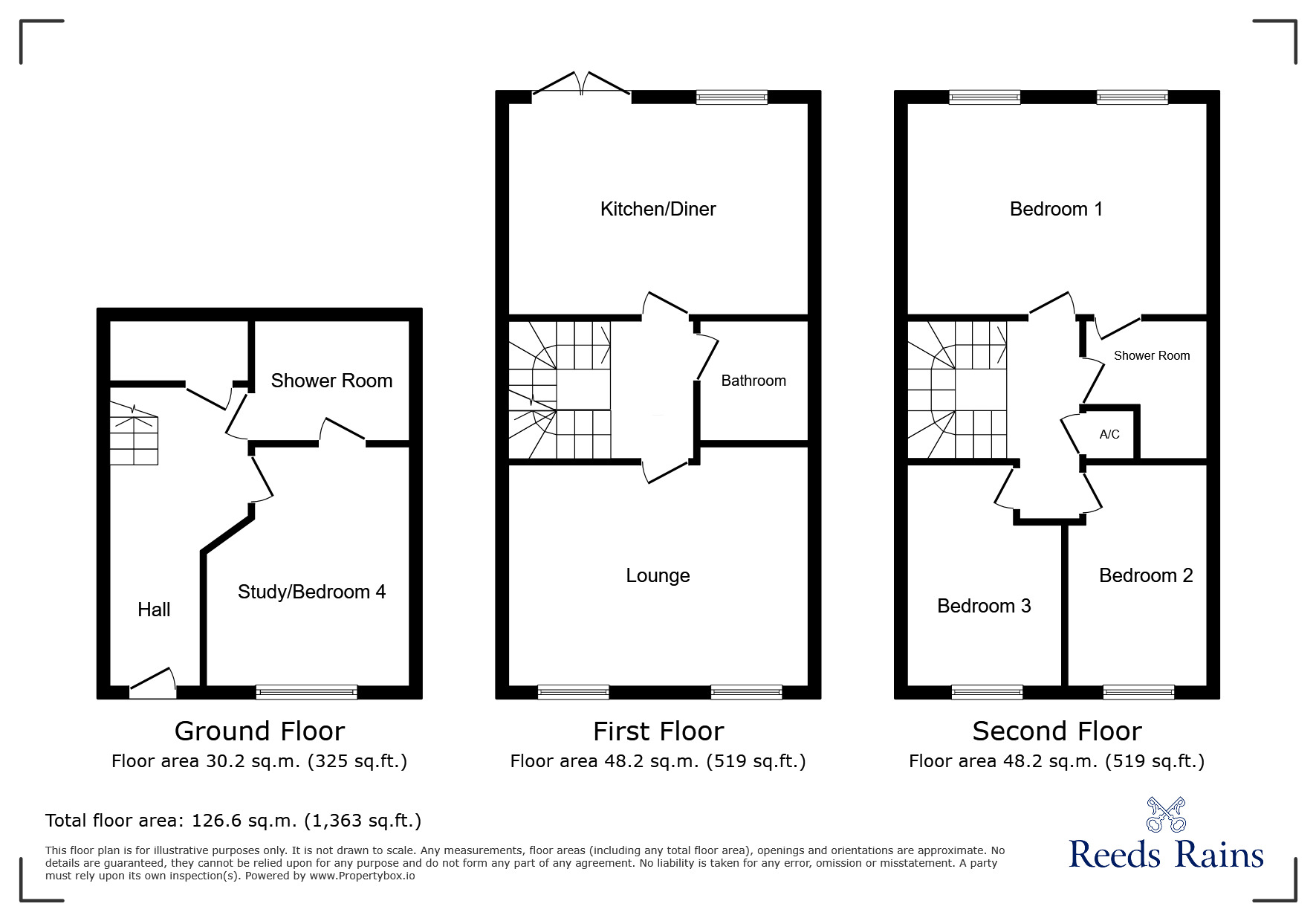 Floorplan of 4 bedroom Mid Terrace House to rent, Greenlea Court, Huddersfield, West Yorkshire, HD5