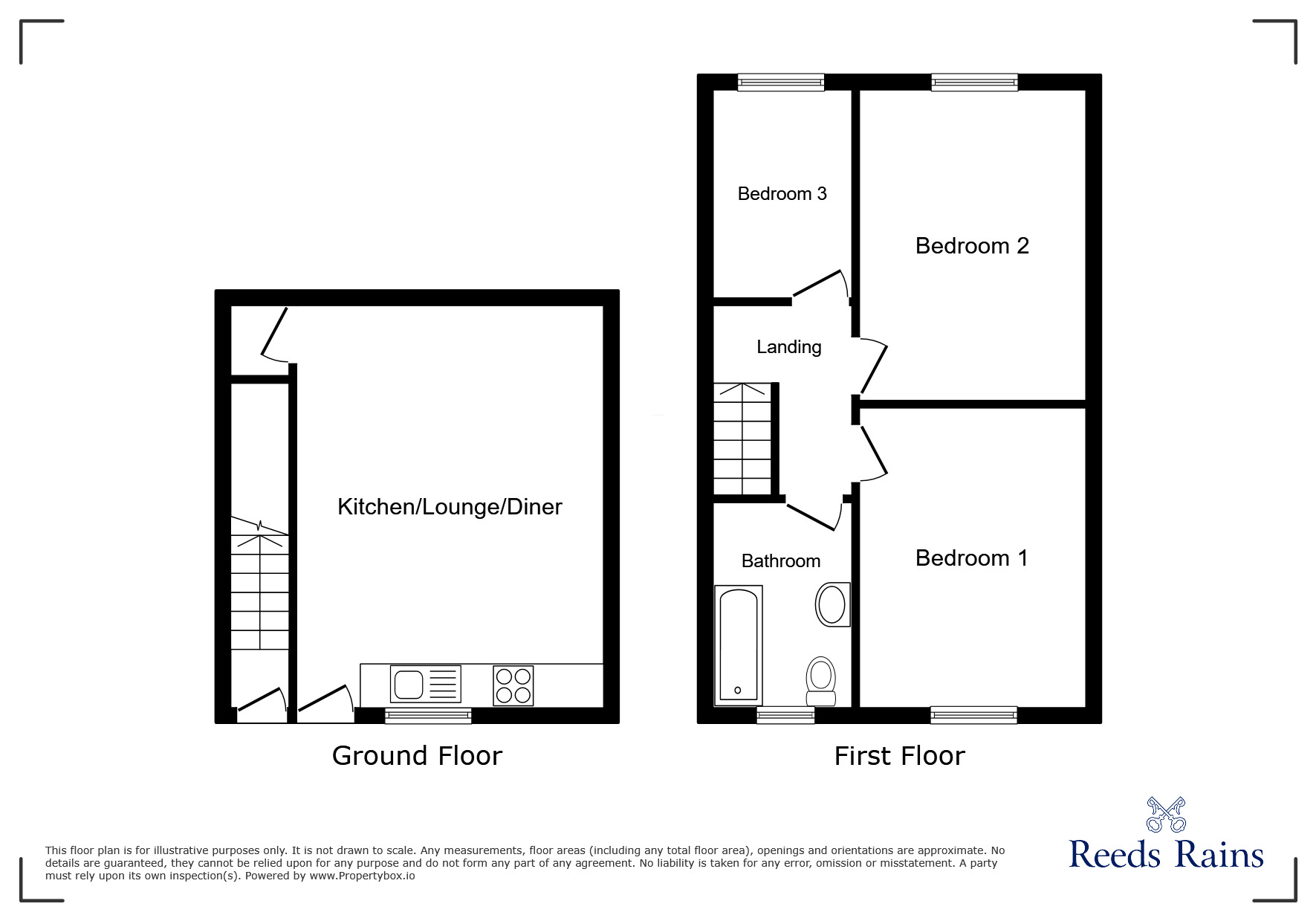 Floorplan of 3 bedroom Mid Terrace House to rent, Longwood Road, Huddersfield, West Yorkshire, HD3