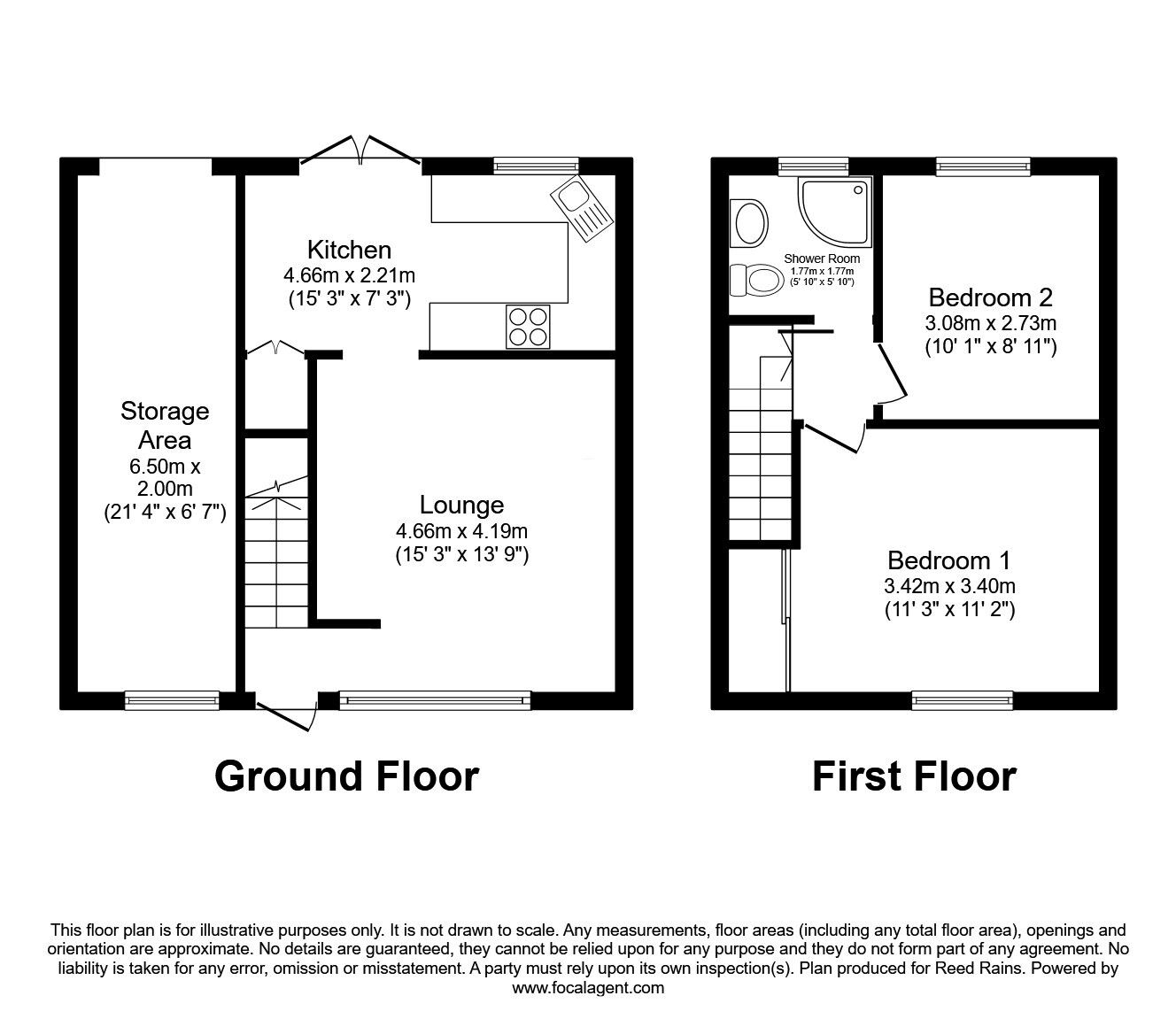 Floorplan of 2 bedroom End Terrace House for sale, Lawton Street, Huddersfield, West Yorkshire, HD4