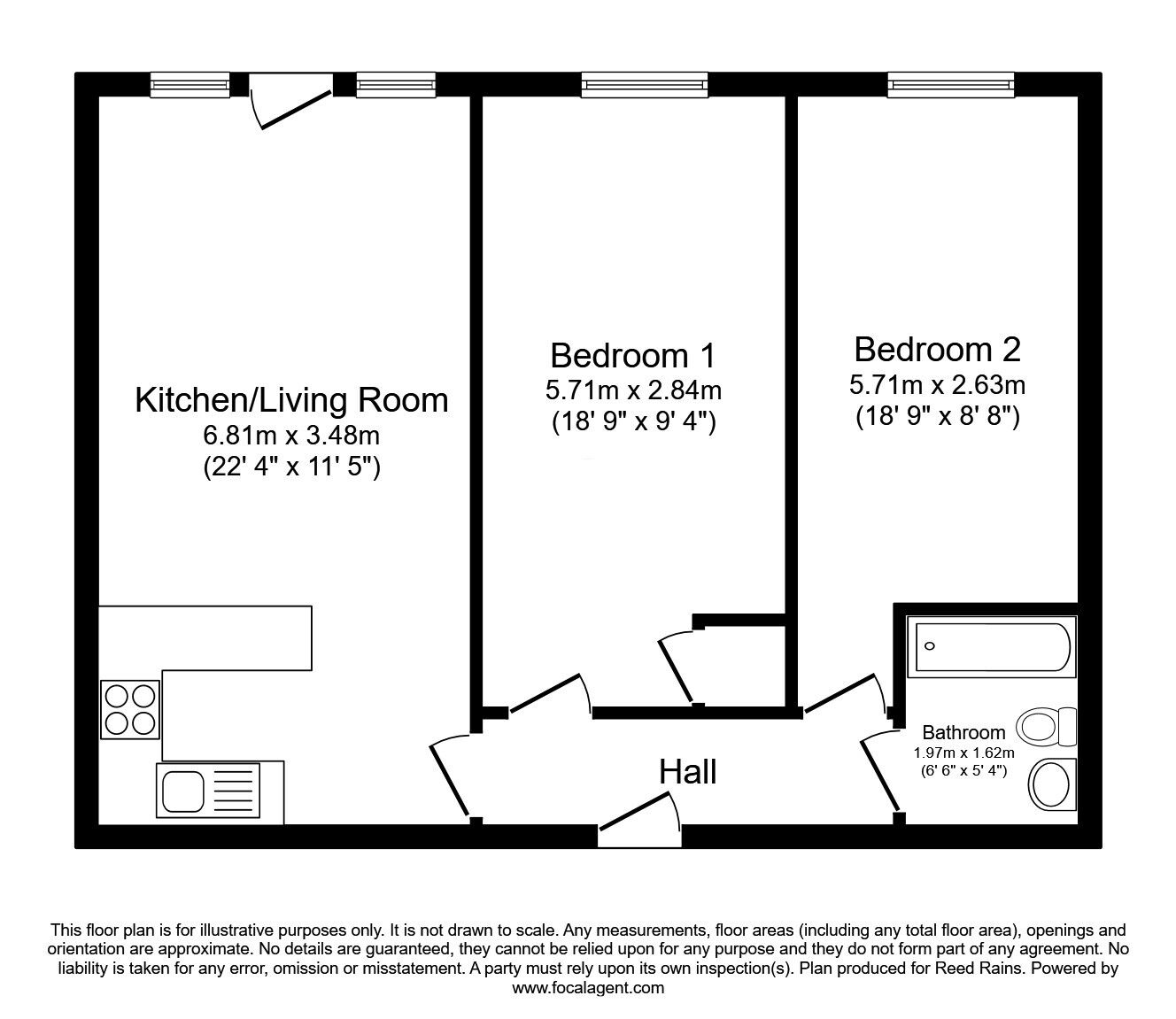 Floorplan of 2 bedroom  Flat for sale, Church Street, Moldgreen, West Yorkshire, HD5