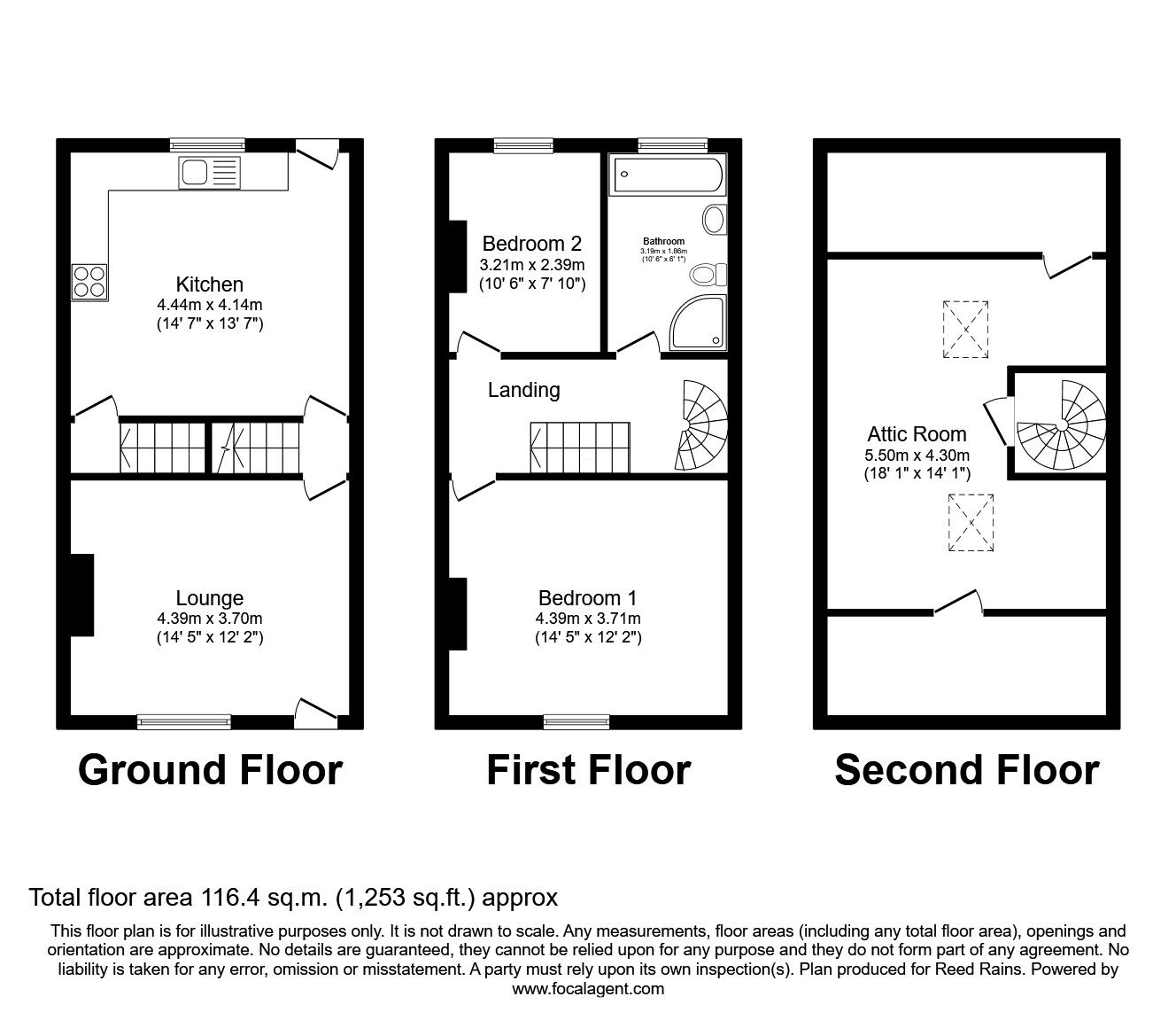 Floorplan of 2 bedroom End Terrace House for sale, Wakefield Road, Clayton West, West Yorkshire, HD8