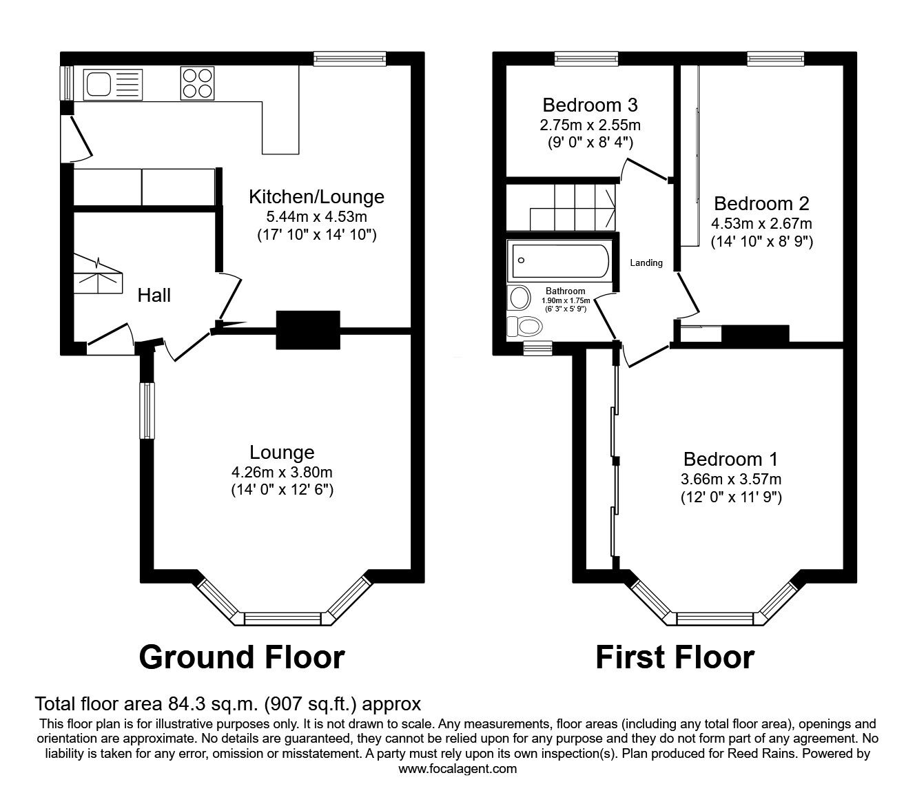 Floorplan of 3 bedroom Semi Detached House for sale, Gramfield Road, Crosland Moor, Huddersfield, West Yorkshire, HD4