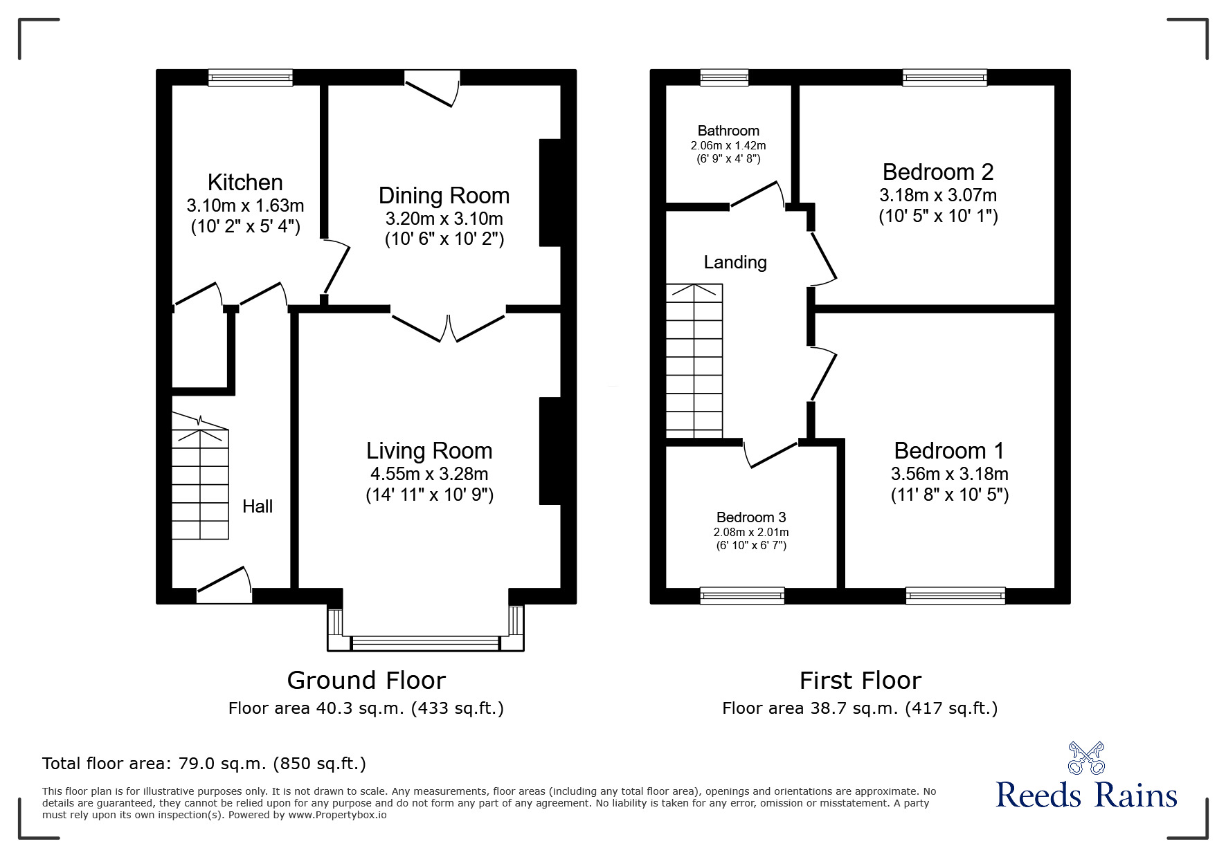 Floorplan of 3 bedroom End Terrace House for sale, Thornfield Avenue, Huddersfield, West Yorkshire, HD4