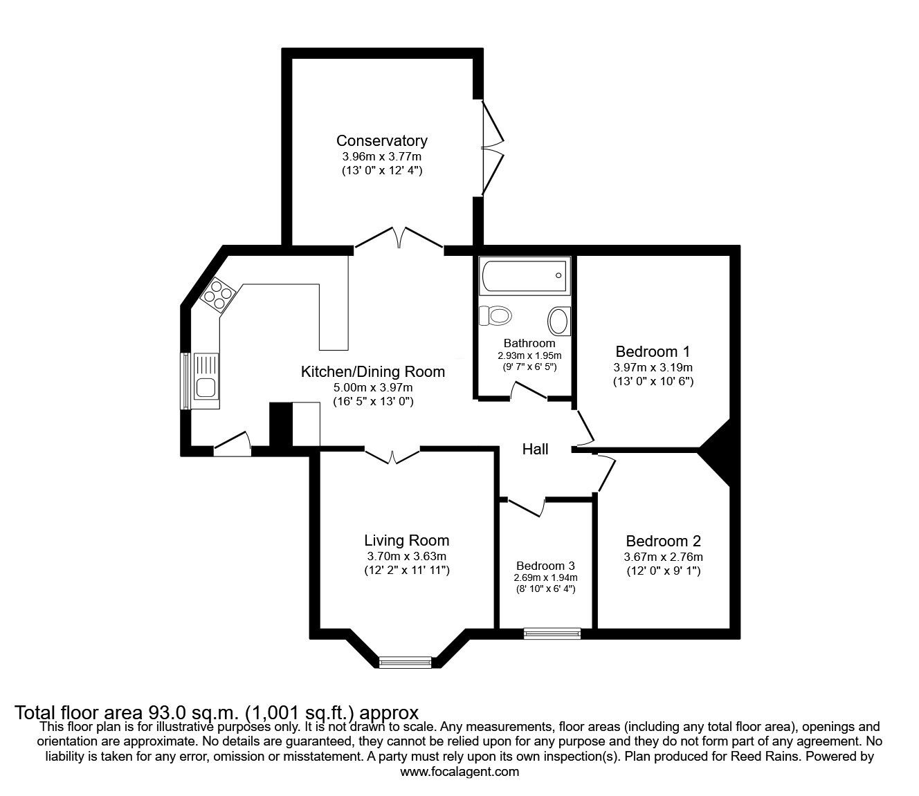 Floorplan of 3 bedroom Detached Bungalow for sale, Long Lane, Dalton, Huddersfield, West Yorkshire, HD5