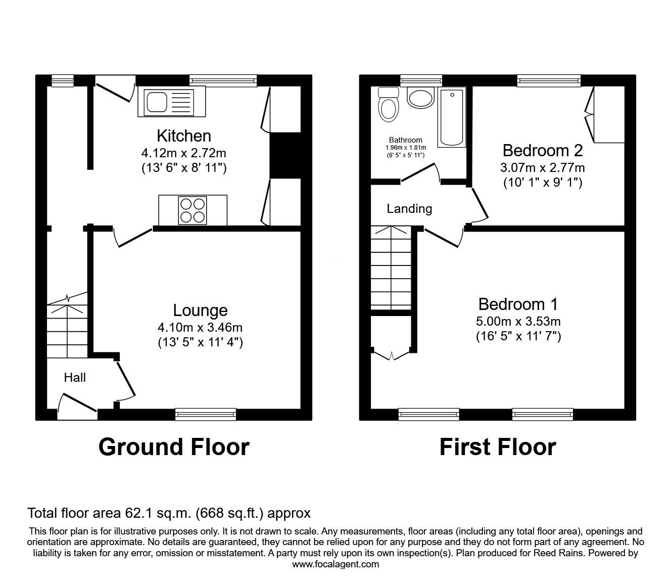 Floorplan of 2 bedroom End Terrace House for sale, Minerva Street, Cowlersley, West Yorkshire, HD4