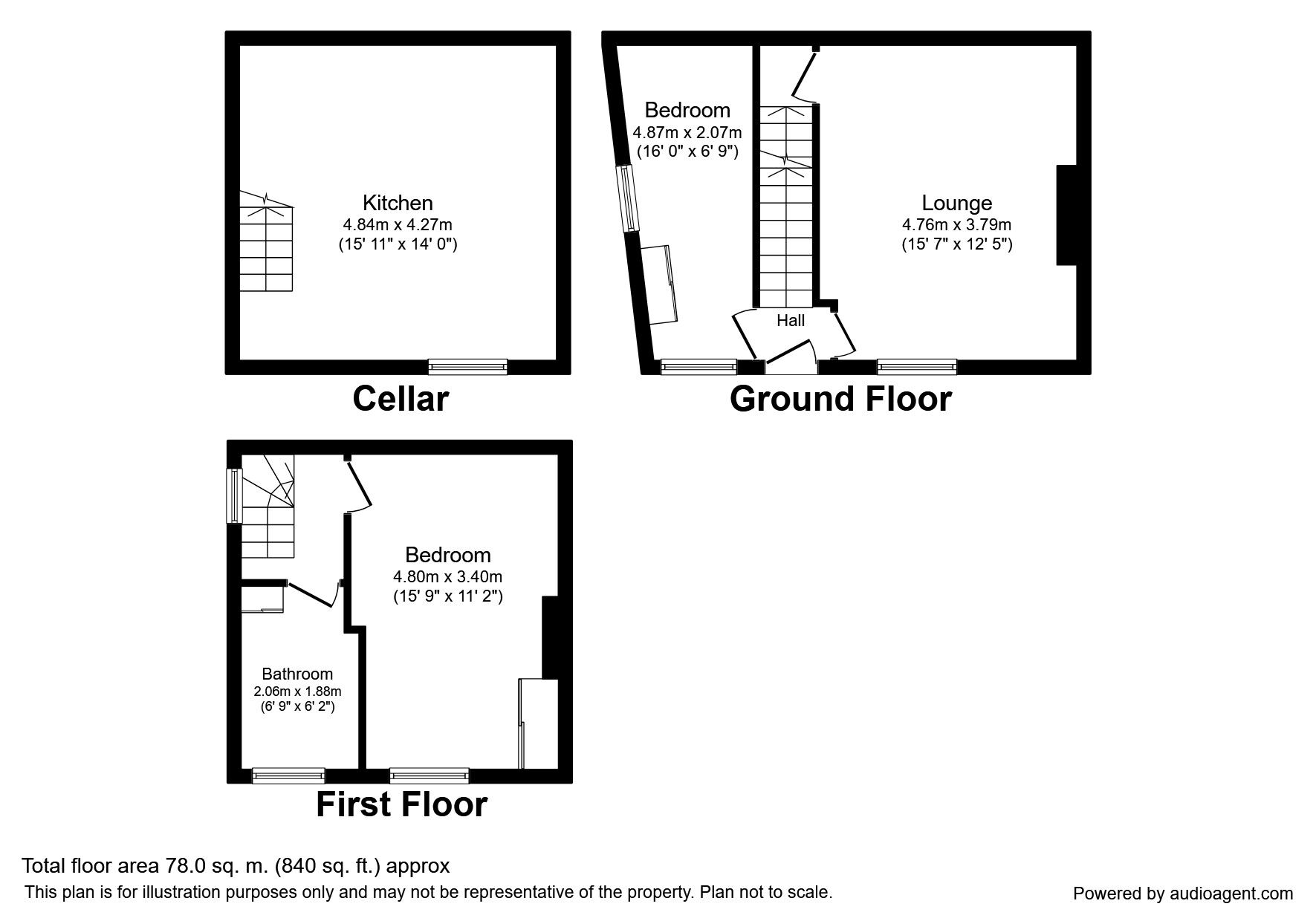 Floorplan of 2 bedroom  House to rent, Temple Street, Huddersfield, West Yorkshire, HD3