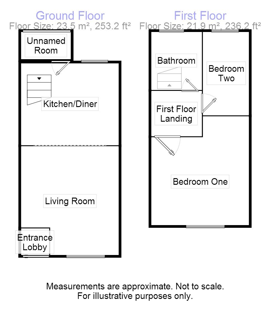 Floorplan of 2 bedroom Mid Terrace House to rent, Sunningdale Road, Huddersfield, West Yorkshire, HD4