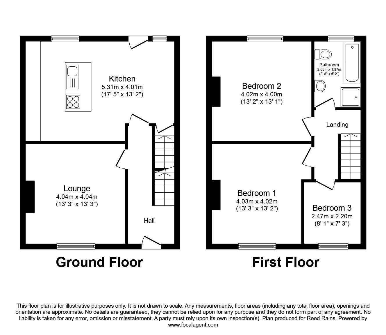 Floorplan of 3 bedroom Mid Terrace House to rent, Alexandra Road, Huddersfield, West Yorkshire, HD3