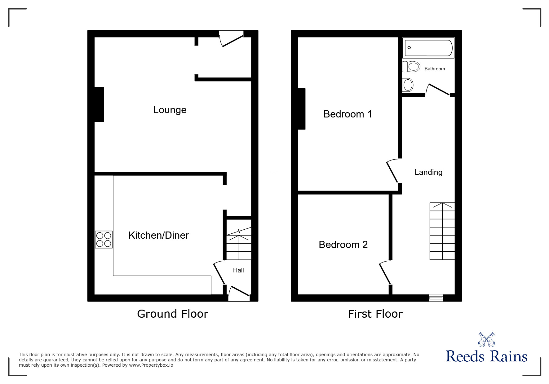 Floorplan of 2 bedroom Mid Terrace House for sale, South Street, Paddock, West Yorkshire, HD1