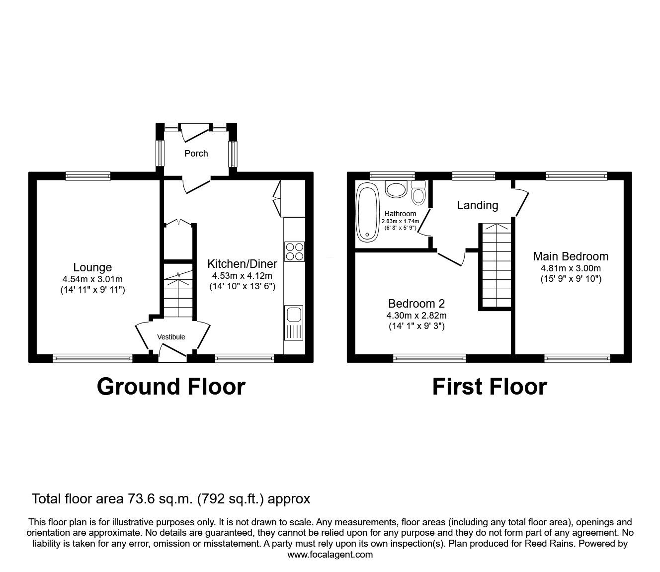 Floorplan of 2 bedroom Mid Terrace House for sale, Croftlands, Newsome, Huddersfield, West Yorkshire, HD4