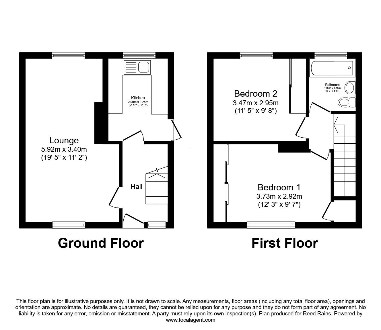 Floorplan of 2 bedroom Semi Detached House for sale, Beadon Avenue, Waterloo, Huddersfield, West Yorkshire, HD5