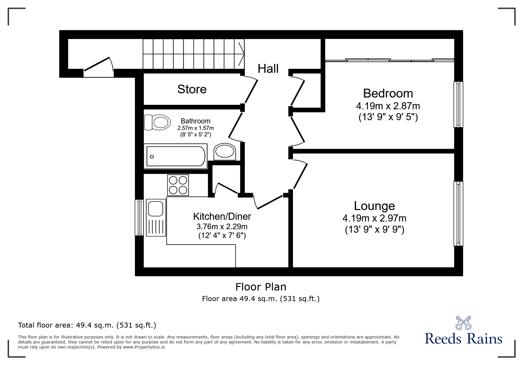 Floorplan of 1 bedroom  Flat for sale, Hawthorne Terrace, Crosland Moor, West Yorkshire, HD4