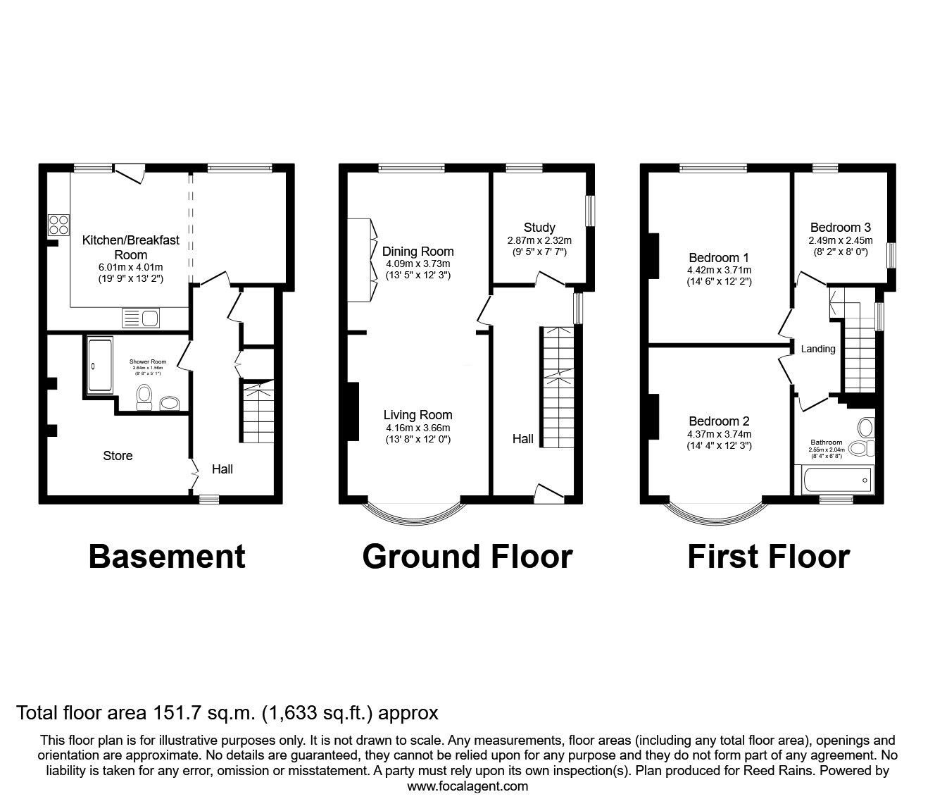 Floorplan of 3 bedroom Semi Detached House for sale, Grange Avenue, Birkby, Huddersfield, West Yorkshire, HD2