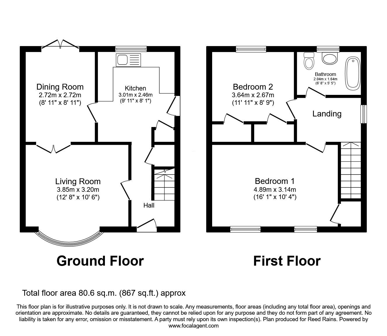 Floorplan of 2 bedroom Semi Detached House for sale, Daw Royds, Almondbury, Huddersfield, West Yorkshire, HD5