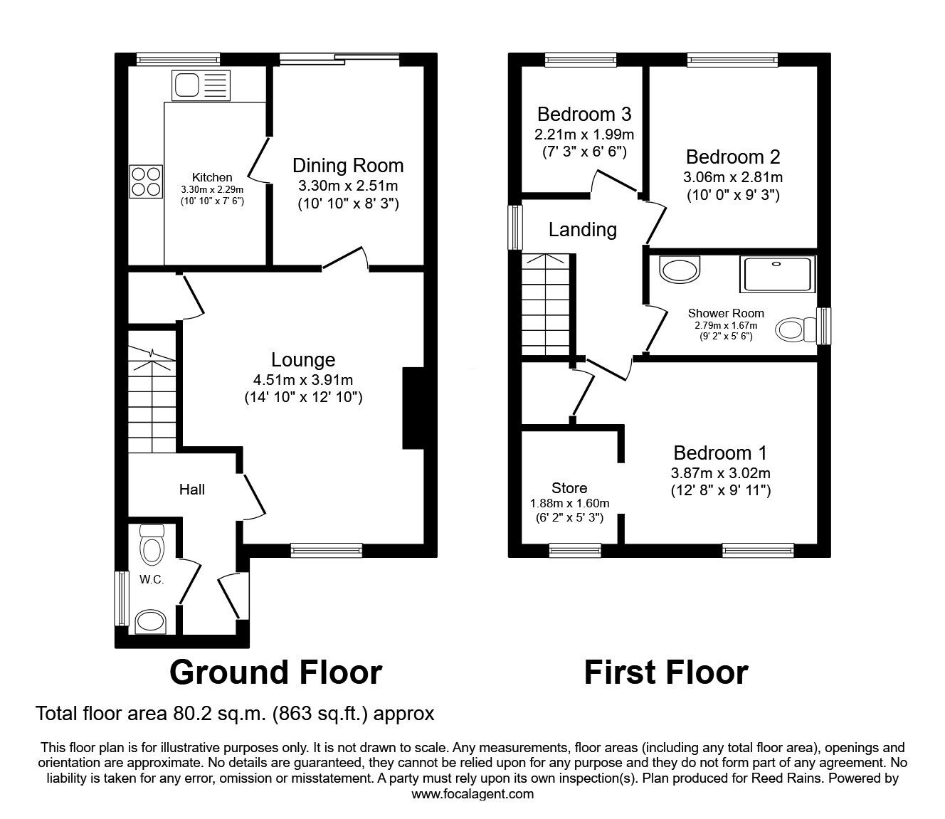 Floorplan of 3 bedroom Detached House for sale, Uplands, Birkby, Huddersfield, West Yorkshire, HD2