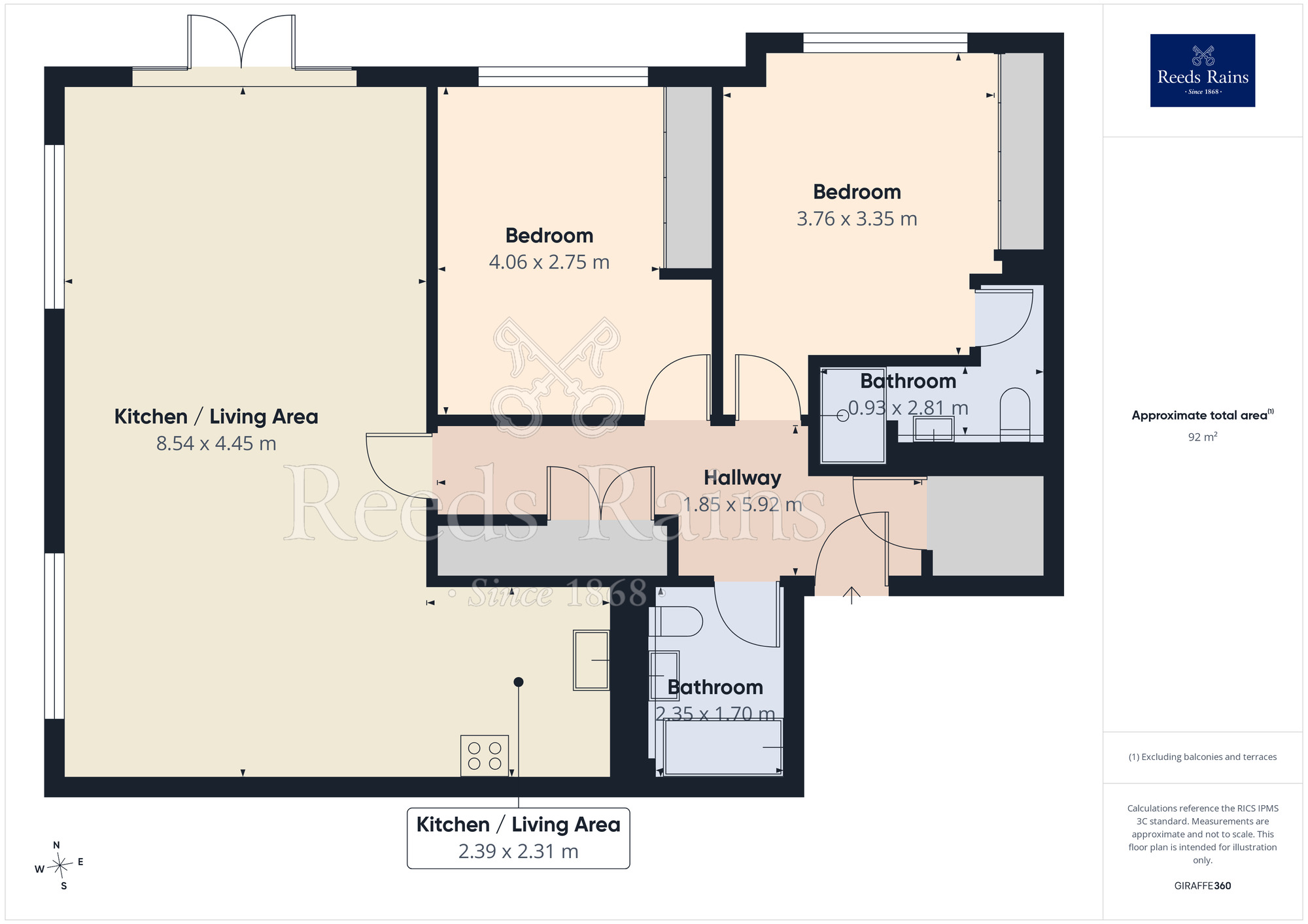 Floorplan of 2 bedroom Flat to rent, Birkby Road, Huddersfield, West Yorkshire, HD2