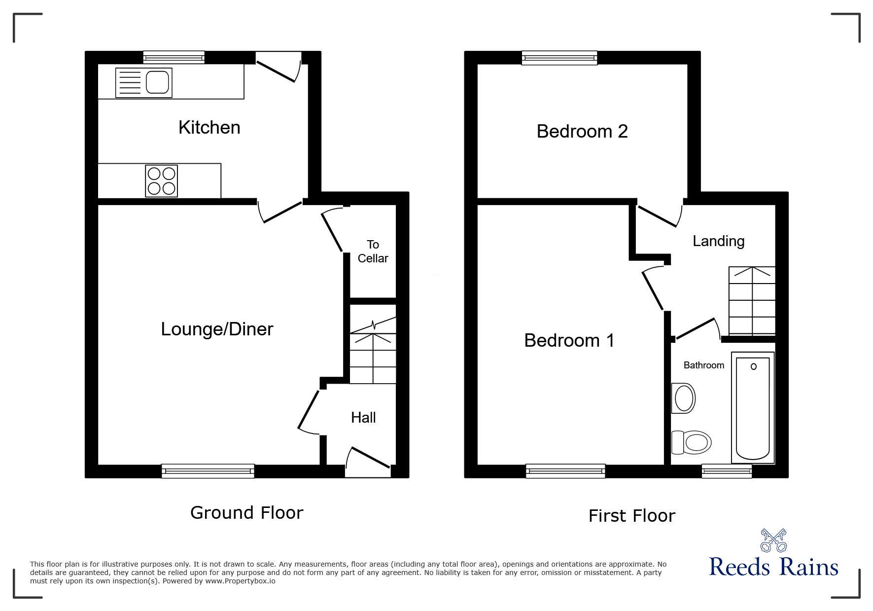 Floorplan of 2 bedroom Mid Terrace House to rent, Eldon Road, Huddersfield, West Yorkshire, HD1