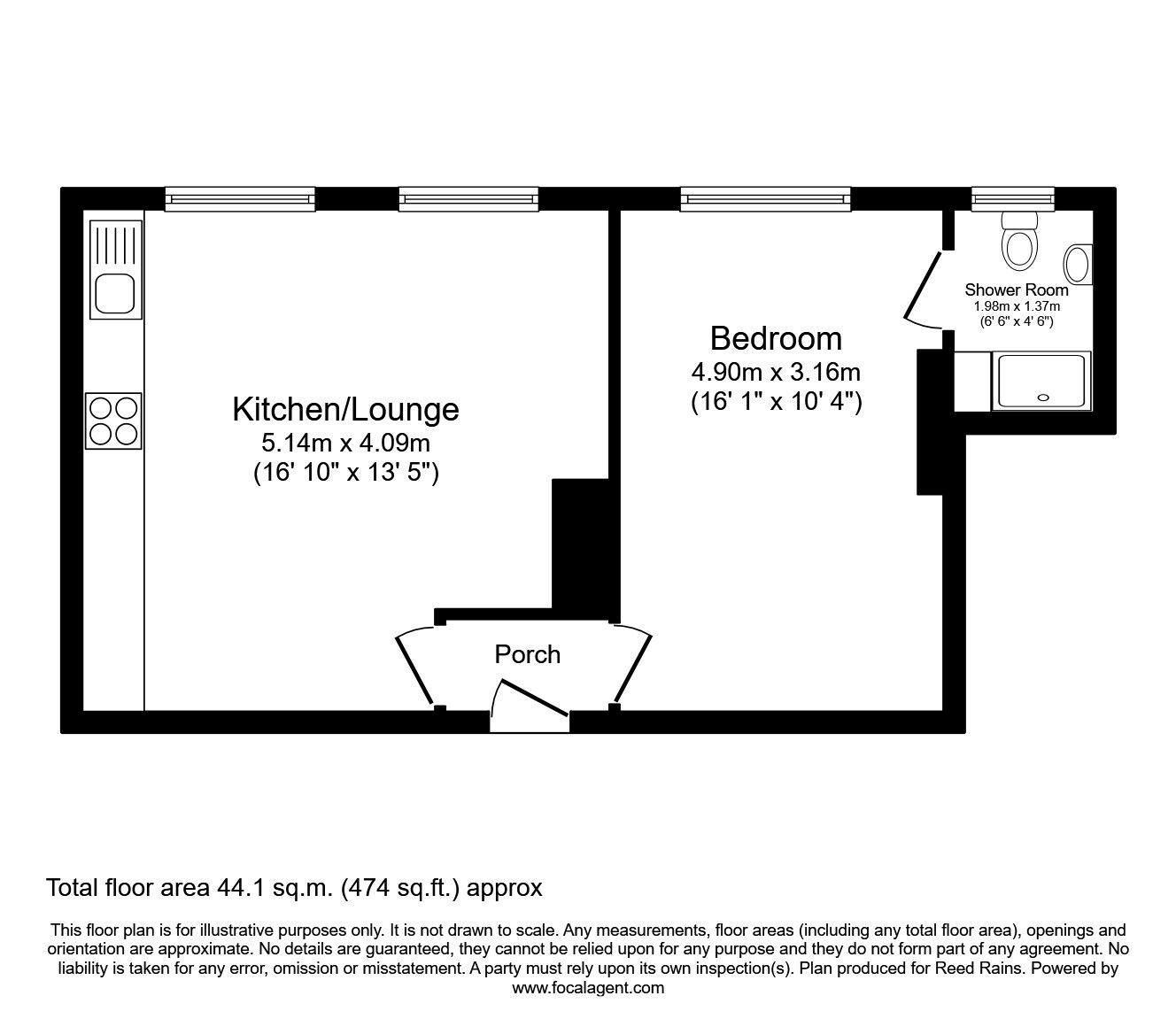 Floorplan of 1 bedroom Flat to rent, Market Walk, Huddersfield, West Yorkshire, HD1