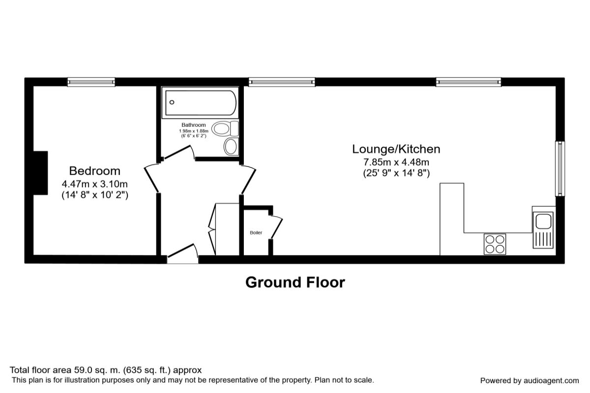 Floorplan of 1 bedroom  Flat to rent, Moorside Avenue, Huddersfield, West Yorkshire, HD4