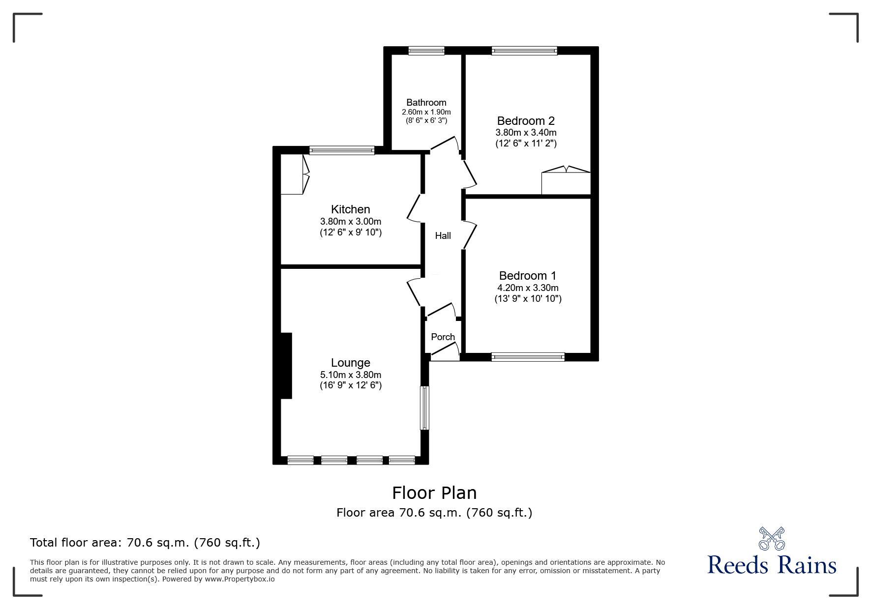 Floorplan of 2 bedroom  Flat for sale, Vernon Avenue, Edgerton, Huddersfield, West Yorkshire, HD1