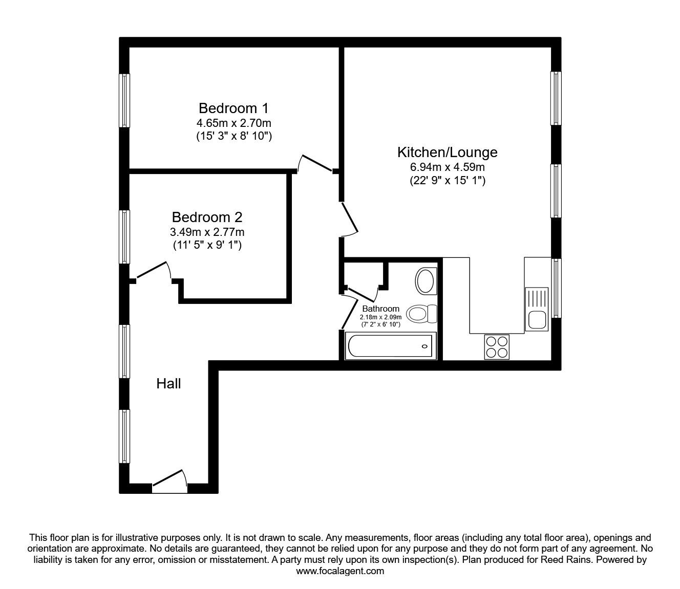Floorplan of 2 bedroom Flat for sale, Navigation Rise, Milnsbridge, West Yorkshire, HD3