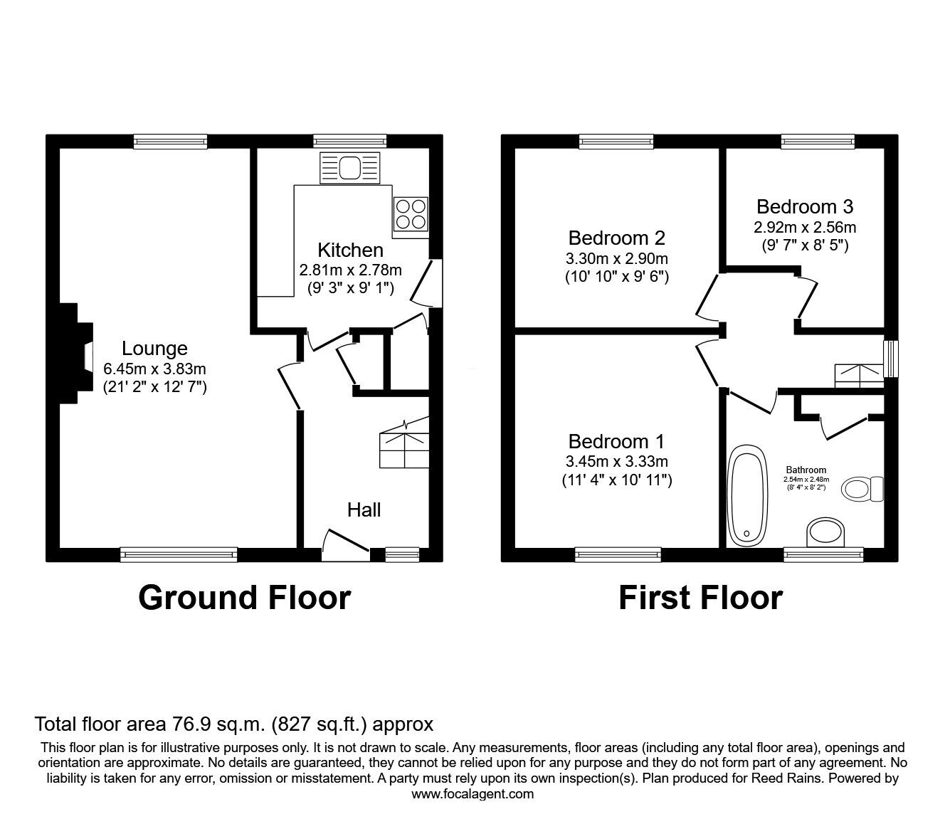 Floorplan of 3 bedroom Semi Detached House for sale, Knaresborough Drive, Huddersfield, West Yorkshire, HD2