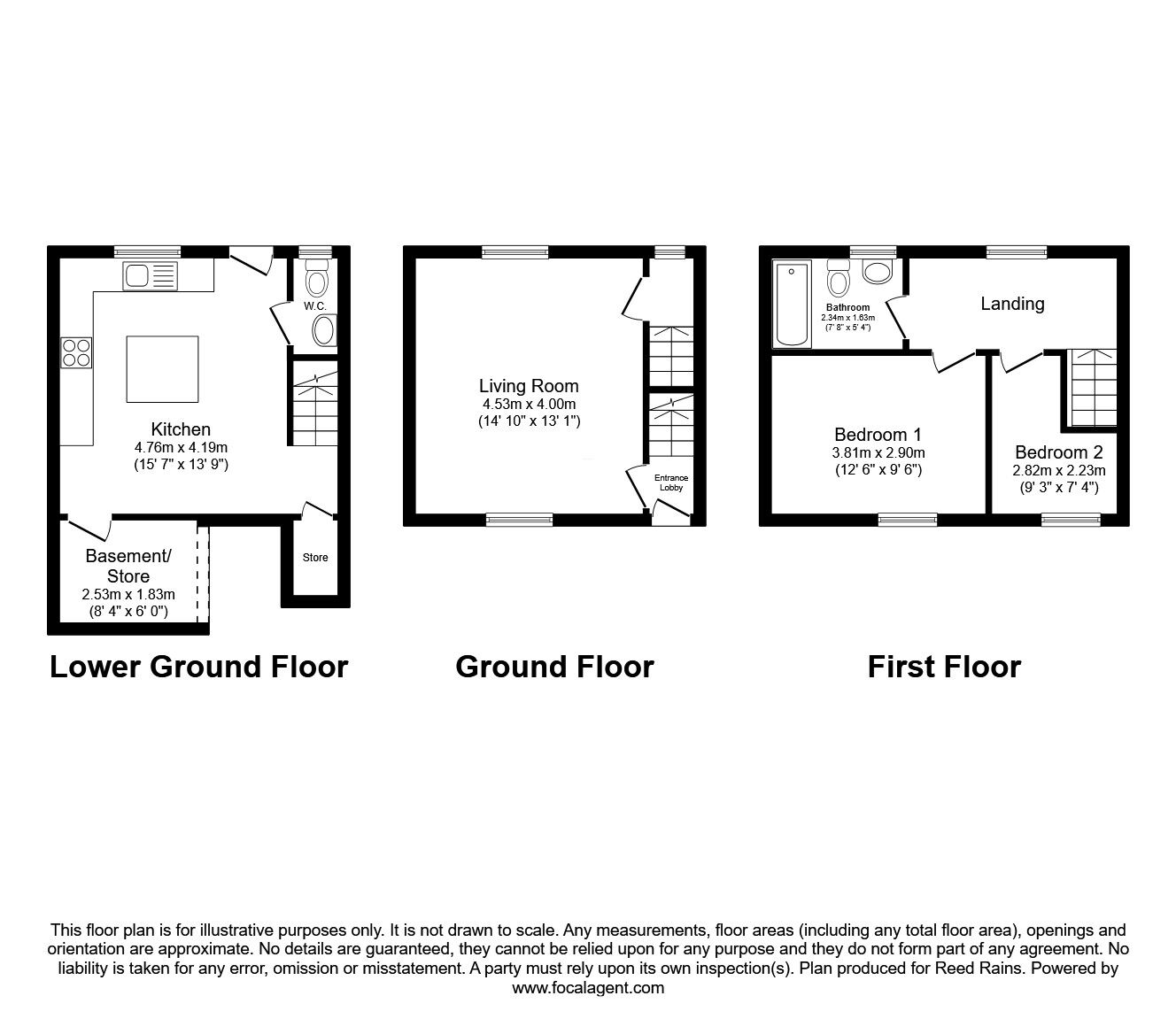 Floorplan of 2 bedroom Mid Terrace House for sale, Thornhill Road, Rastrick, Brighouse, West Yorkshire, HD6