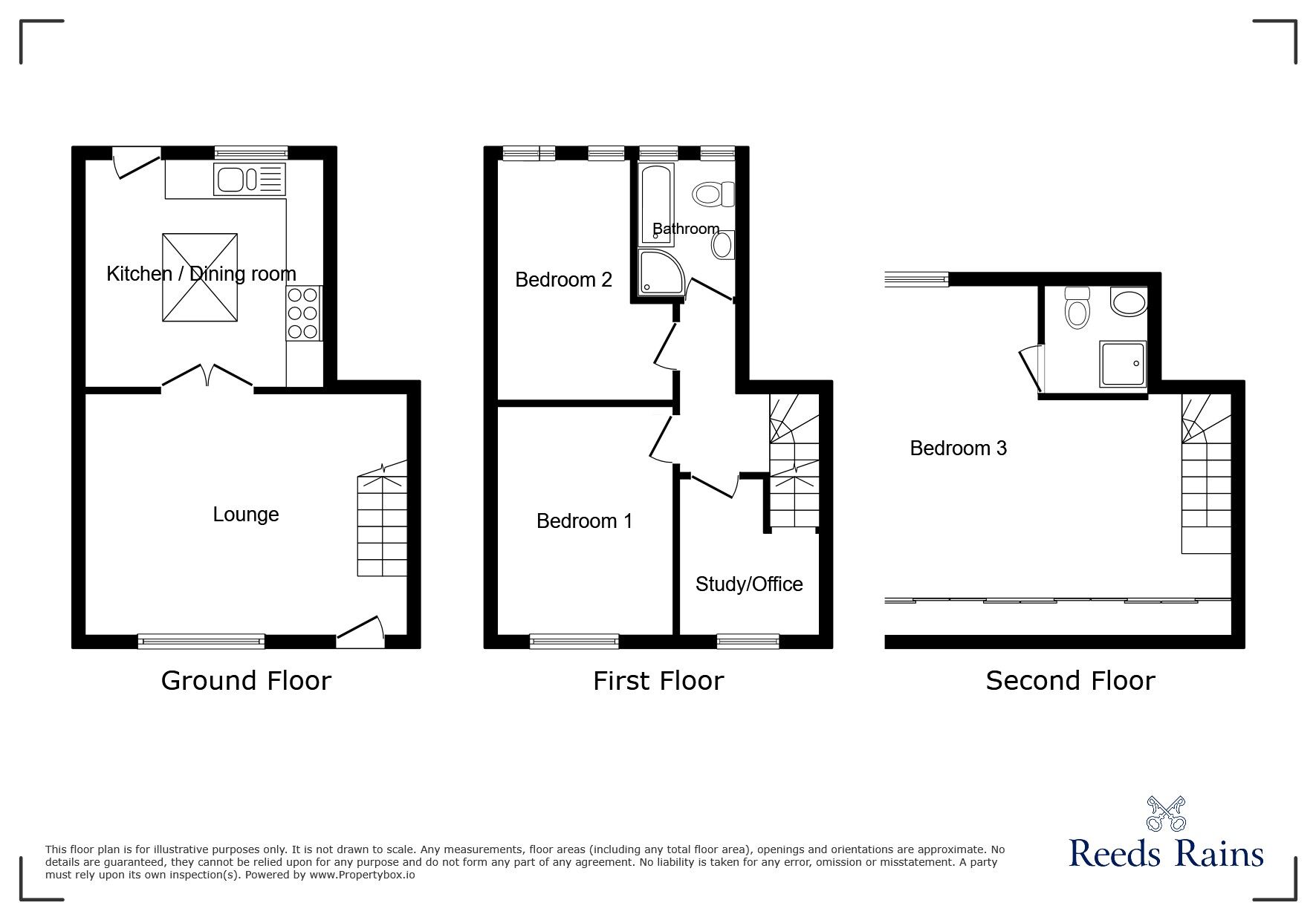 Floorplan of 3 bedroom Mid Terrace House for sale, Brook Lane, Golcar, West Yorkshire, HD7