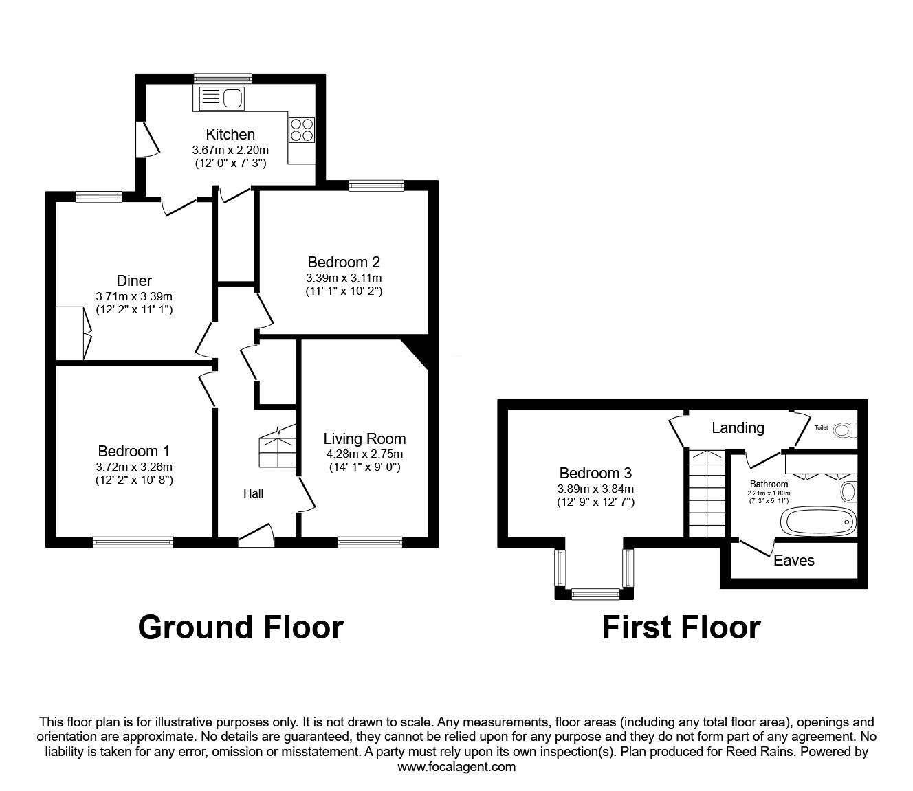 Floorplan of 3 bedroom Semi Detached House for sale, Penistone Road, Waterloo, West Yorkshire, HD5