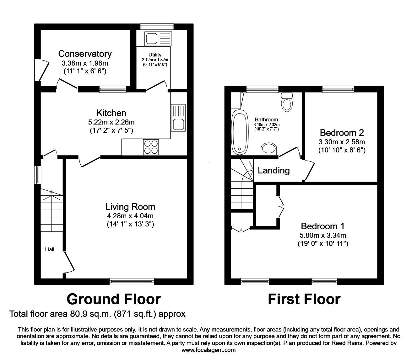 Floorplan of 2 bedroom Mid Terrace House for sale, Halifax Old Road, Birkby, Huddersfield, West Yorkshire, HD2
