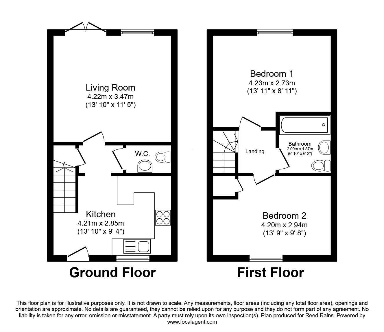 Floorplan of 2 bedroom Mid Terrace House for sale, Hillcrest View, Golcar, West Yorkshire, HD7