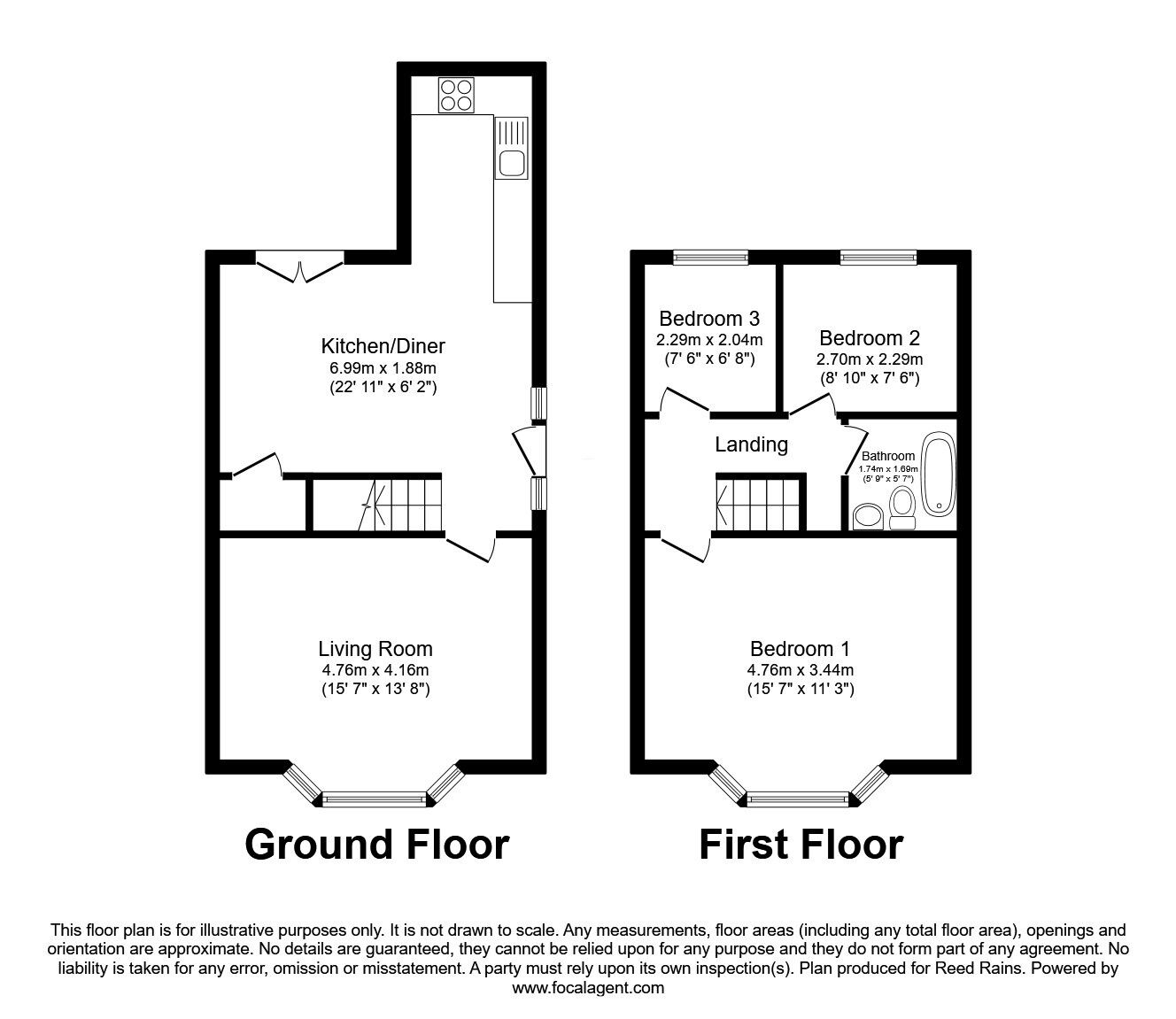 Floorplan of 3 bedroom Semi Detached House for sale, Wheatfield Avenue, Oakes, Huddersfield, West Yorkshire, HD3