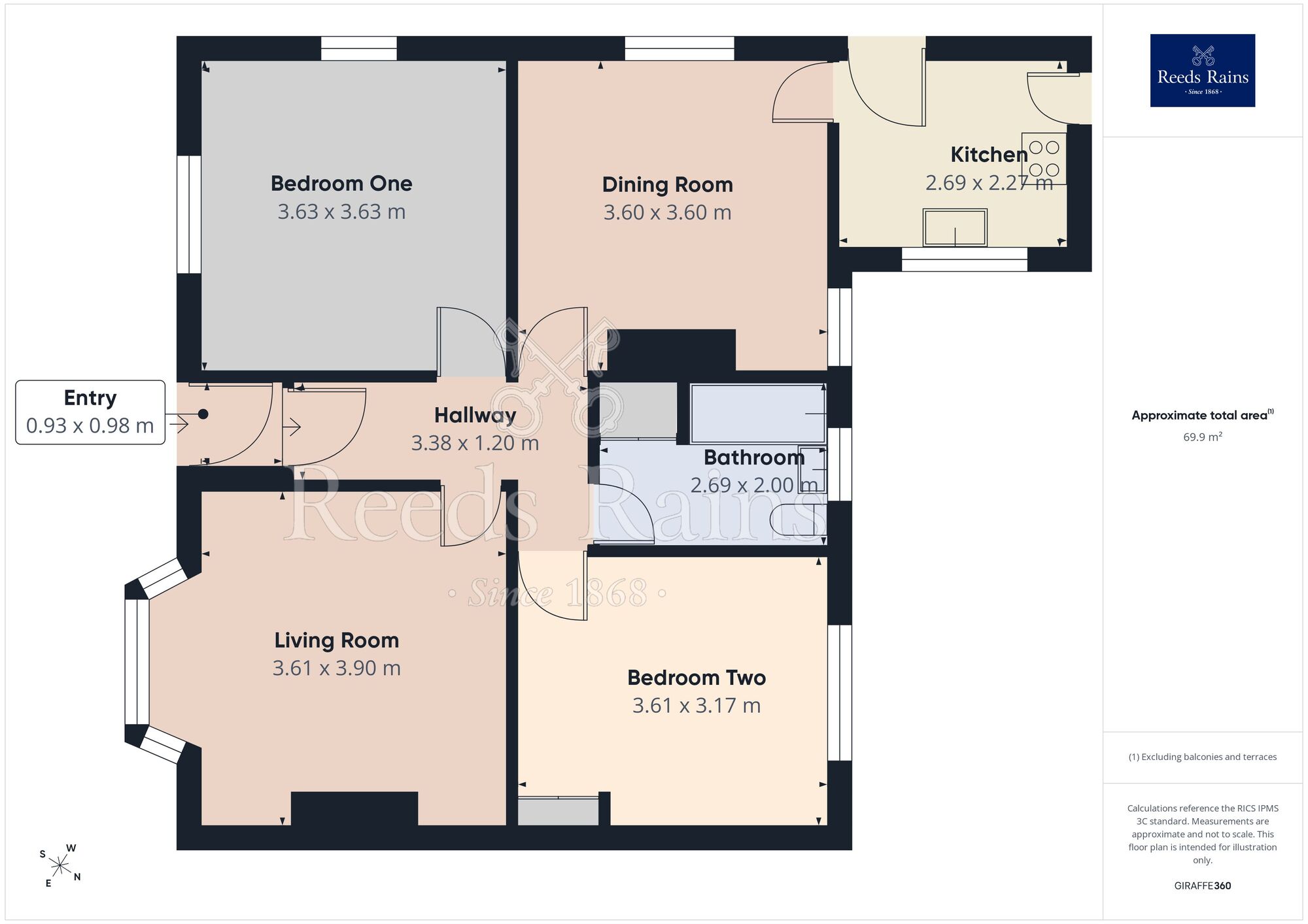 Floorplan of 2 bedroom Semi Detached Bungalow for sale, Foster Avenue, Beaumont Park, Huddersfield, West Yorkshire, HD4