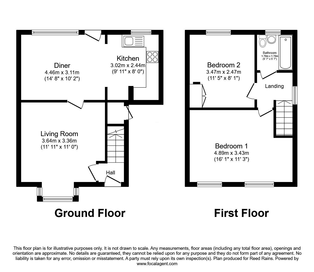 Floorplan of 2 bedroom Mid Terrace House for sale, Dalmeny Avenue, Huddersfield, West Yorkshire, HD4