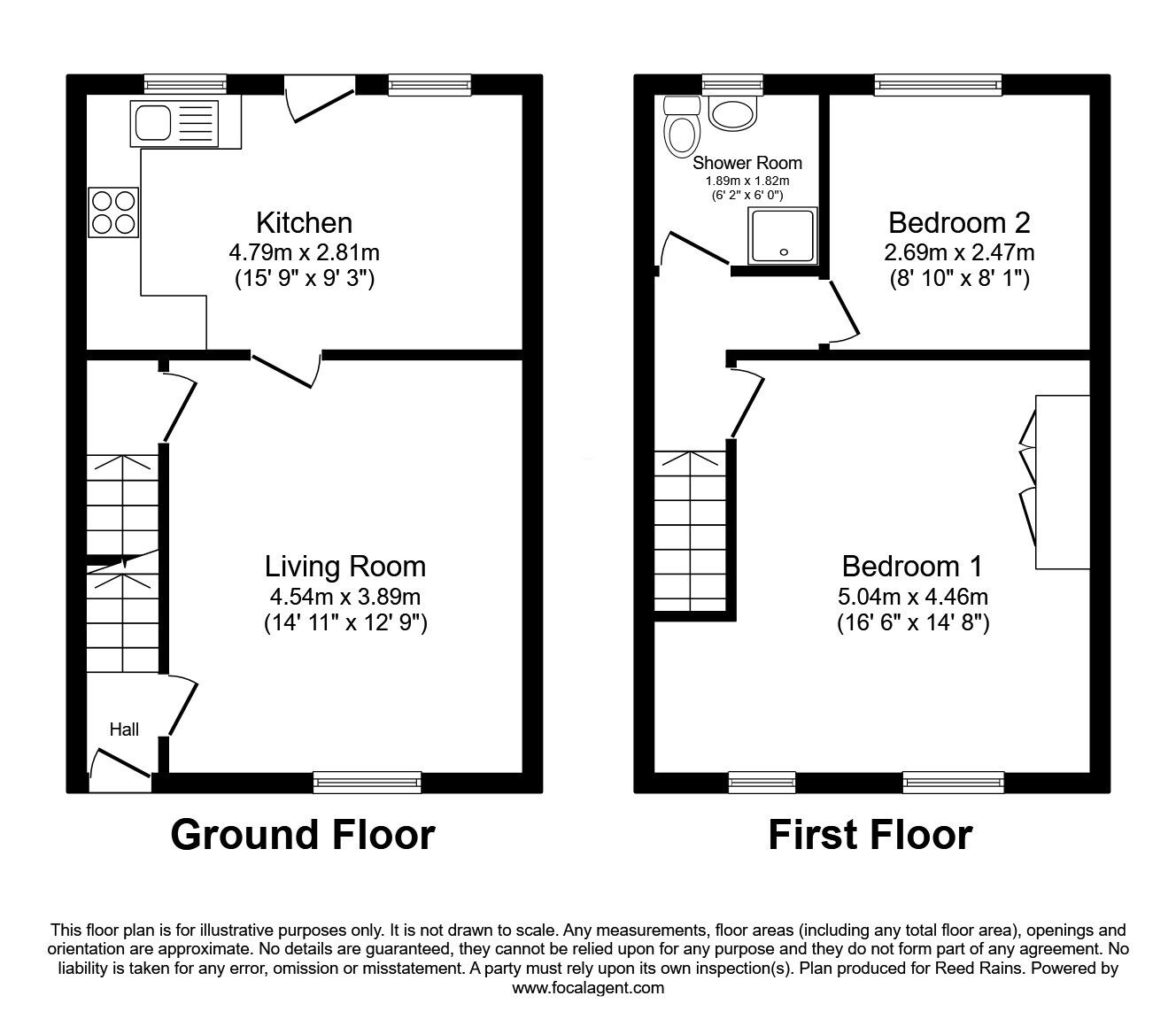 Floorplan of 2 bedroom Mid Terrace House for sale, Crown Terrace, Clayton West, West Yorkshire, HD8