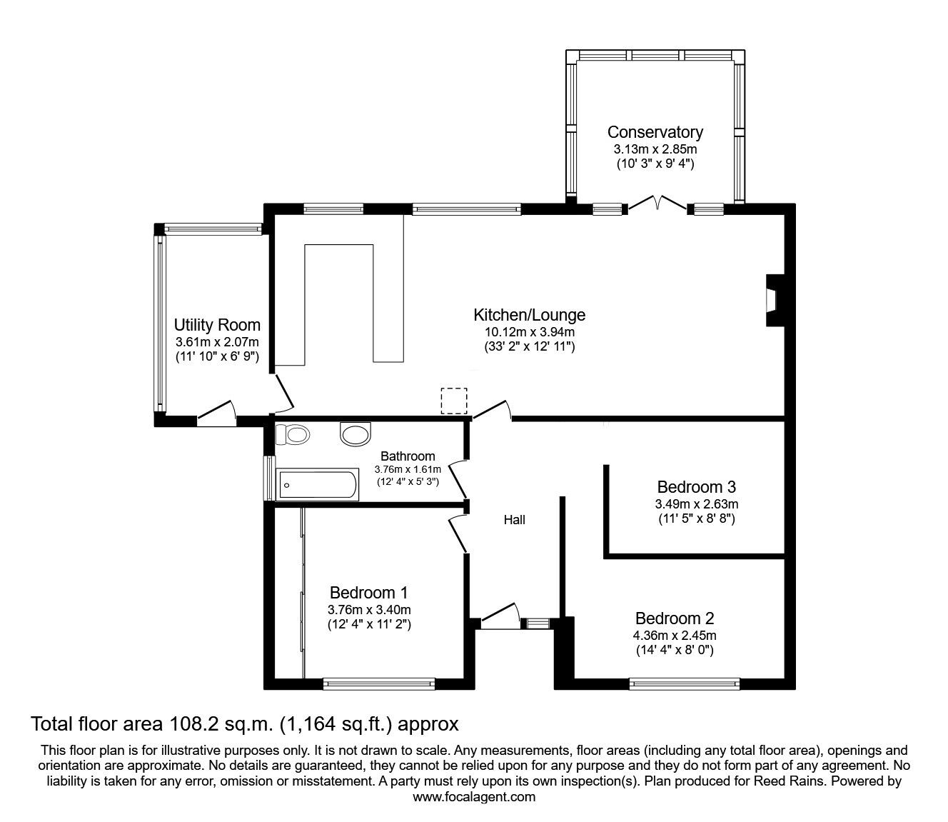 Floorplan of 2 bedroom Detached Bungalow for sale, Dingley Road, Edgerton, Huddersfield, West Yorkshire, HD3