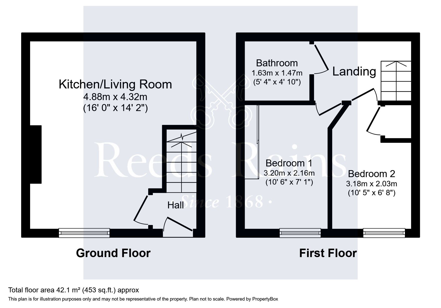 Floorplan of 2 bedroom Mid Terrace House for sale, Ravensknowle Road, Moldgreen, Huddersfield, West Yorkshire, HD5